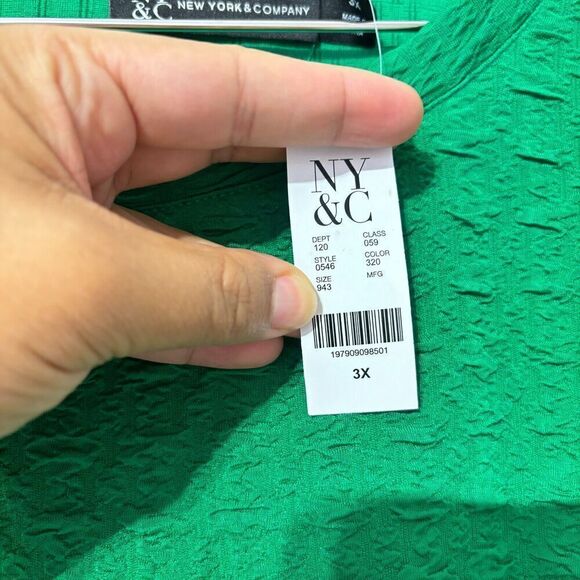 NYC New York Company  T Shirt Green Short Sleeve Round Neck Plus 3X Stretch - Picture 6 of 8